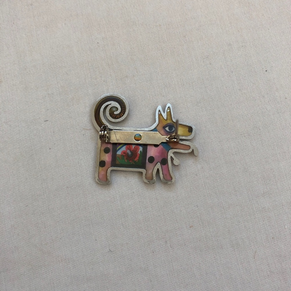 Seeka Dog Pin Art Deco Beaded Jewels Brooch Style Puppy Flowers Yellow Tone - Picture 6 of 12